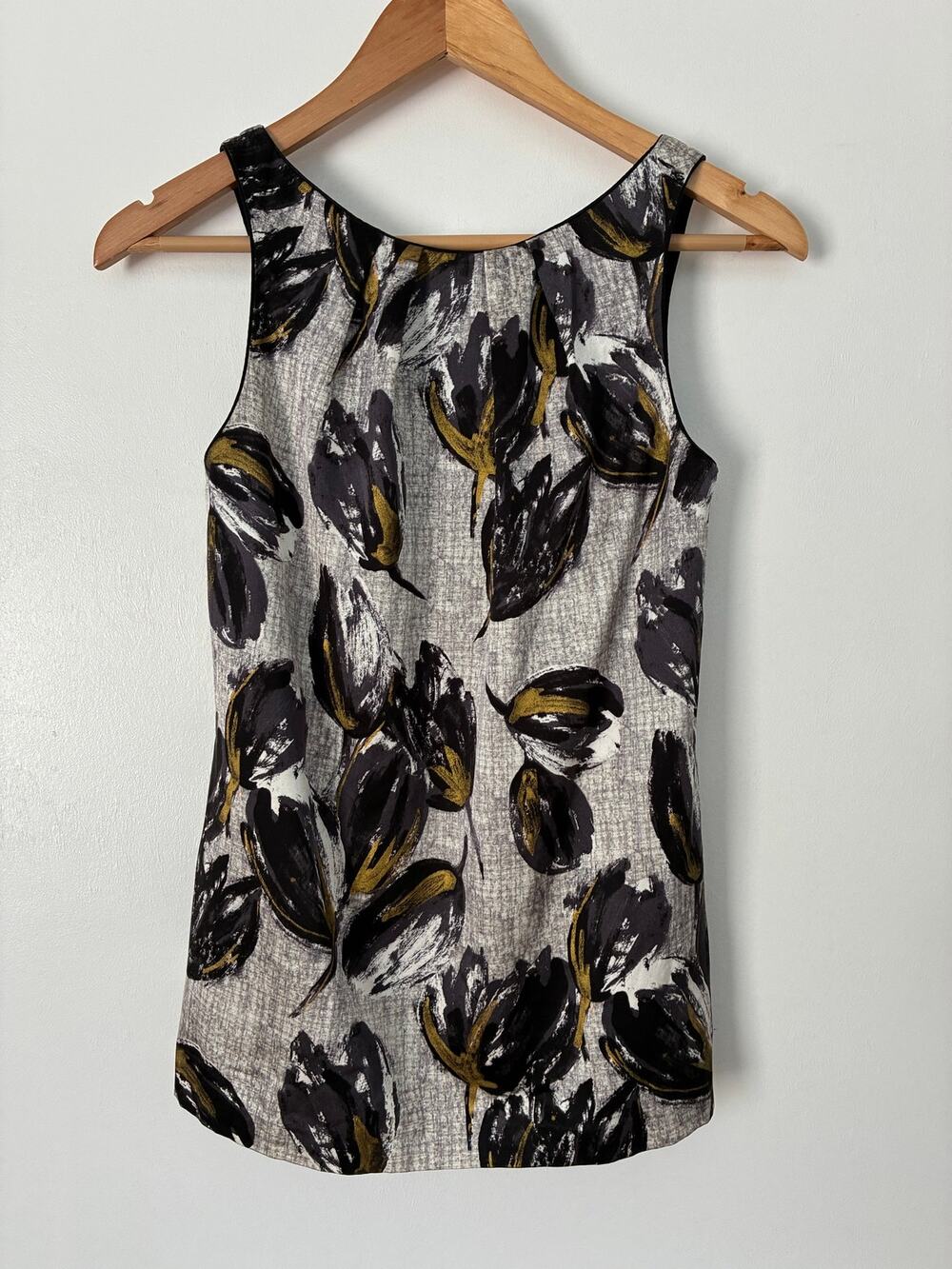 Rebecca Taylor Gray Floral Print Sleeveless Top Cocktail Career Wear Size 2